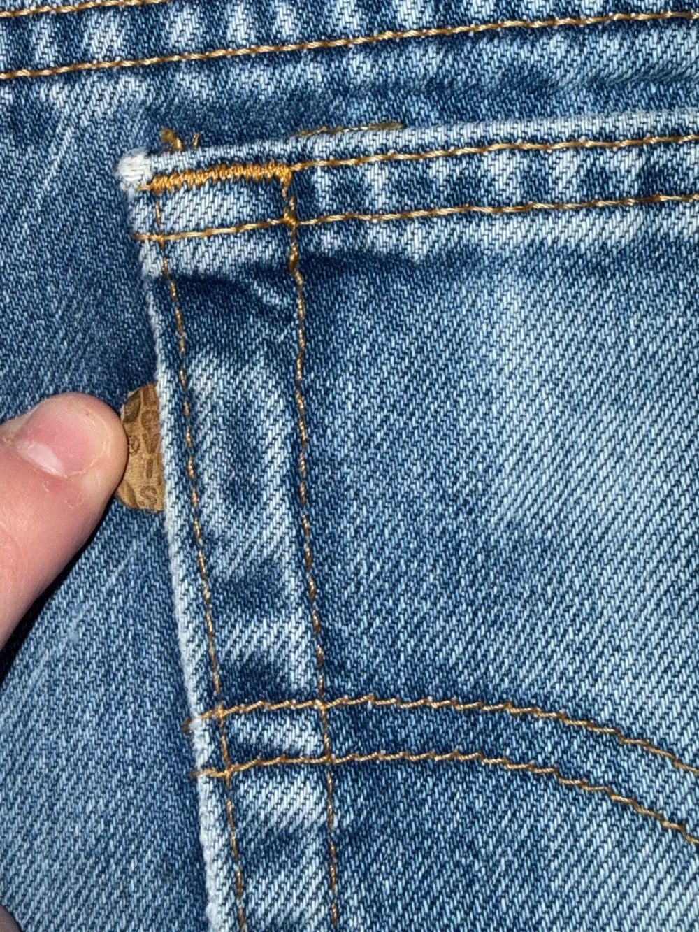 VTG Levi's 545 Brown Leather Tab Blue Jeans
